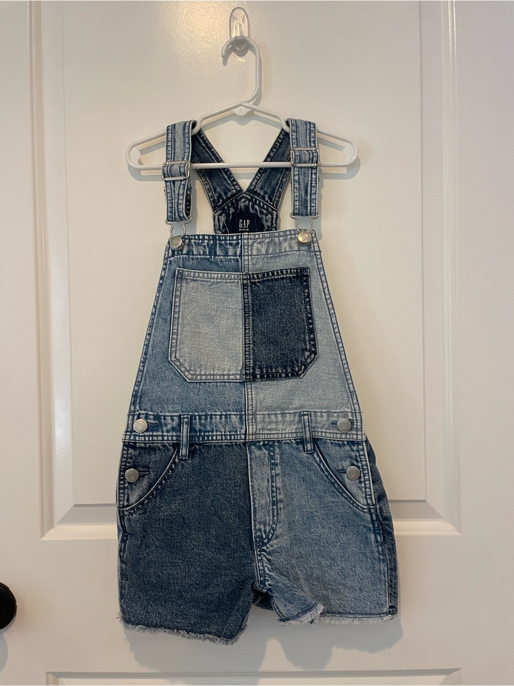 GAP Kids Four-Tone Denim Short Overalls - Blue
